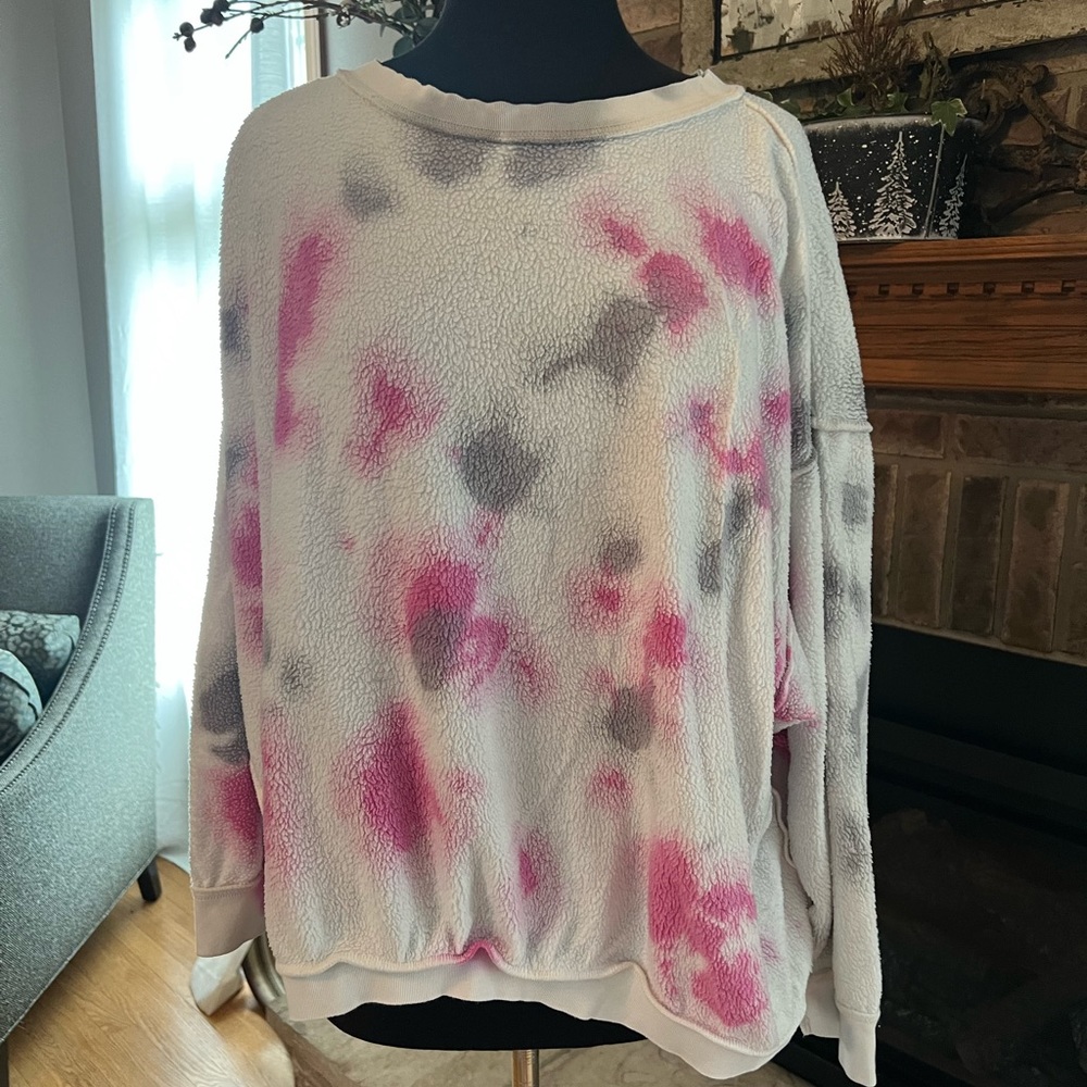Free People Kelly Tie Dye Sweatshirt Pink Medium